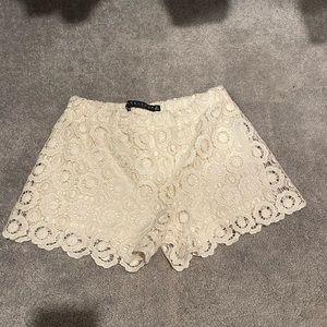 Cream Crochet Shorts